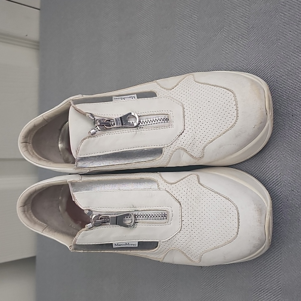 Marco Moreo women's White Gray Platform Wedge Shoes Size 38 Leather